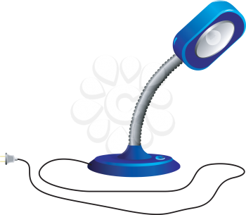 Royalty Free Clipart Image of a Bendable Table Lamp Plugged Into an Outlet