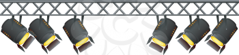 Royalty Free Clipart Image of a Set of Spotlights Hanging on a Track