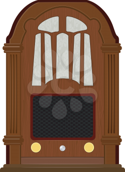 Royalty Free Clipart Image of a Old Fashioned Wooden Radio