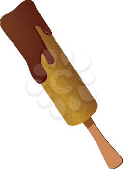 Royalty Free Clipart Image of an Ice Cream cCvered in Melting Chocolate