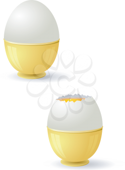 Royalty Free Clipart Image of Two Egg Icons in Gold Holders on a White Background