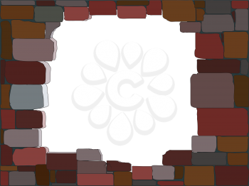Royalty Free Clipart Image of a Stone Wall with a Hole in the Center