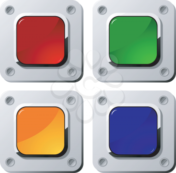 Square buttons on a metal background