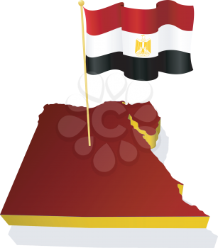 three-dimensional image map of Egypt with the national flag 