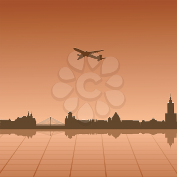 Vector illustration of urban landscape of Warsaw