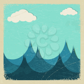 Illustration of a stormy sea and clouds of paper. eps10
