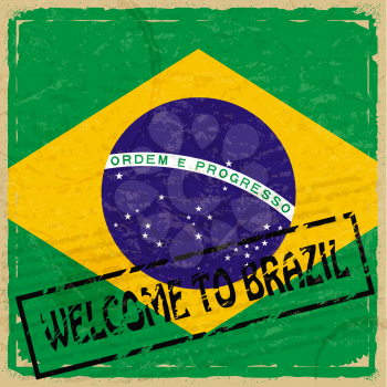 Vintage background with flag of Brazil