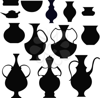 Black silhouettes pots
