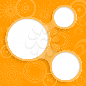 Whimsical orange background with round elements for information