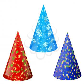 Royalty Free Clipart Image of Three Party Hats
