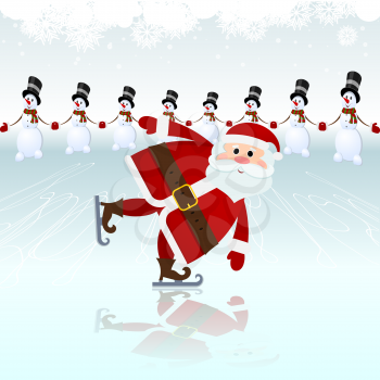Santa Claus, ice skating