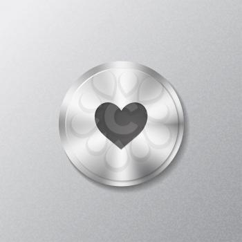 Metal round button with heart