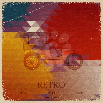 Abstract vintage background with retro automobile