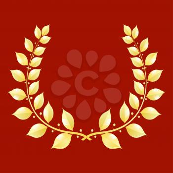 Gold laurel wreath on a red background
