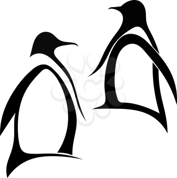 Two silhouette of penguin