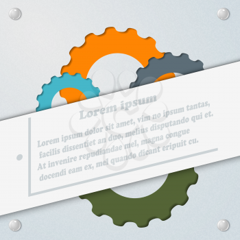 Abstract gray background with the gears. Template for infographics. Vector illustration