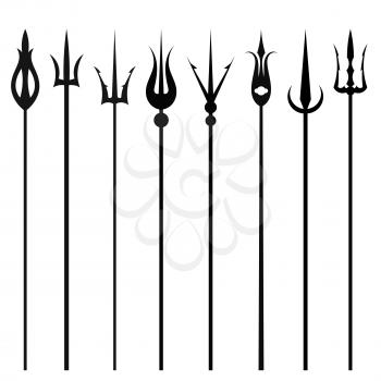 Tridents set isolated on a white background. Vector illustration.