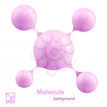 Pink molecule isolated on white background. Vector illustration.