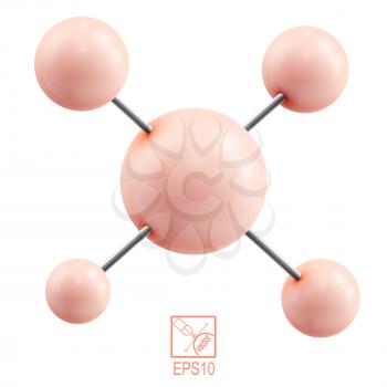 Orange molecule isolated on white background. Vector illustration.