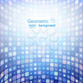 Abstract blue three-dimensional background with geometric elements. Vector illustration.