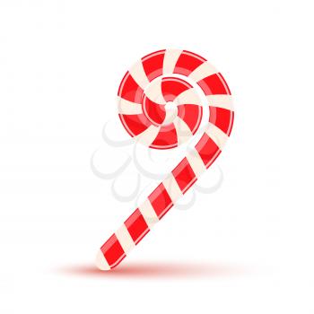 Sugar stick, christmas candy isolated on a white background. Vector illustration. 
