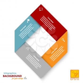 Infographic set against a bright background in the form of a rhombus