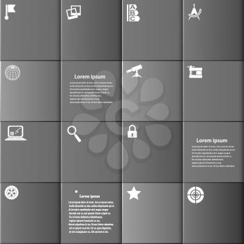 Set square infographic as buttons on a gray background