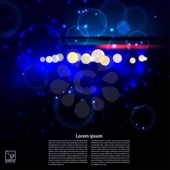 Bright abstraction on a black background glare. Vector illustration.