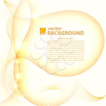 Abstract light golden background with flares. Vector illustration.