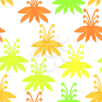  Tribal seamless pattern with trees.Seamless Floral Pattern. Watercolor graphic for backgrounds, wallpapers and fabrics. Vector illustration