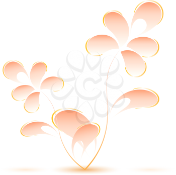 Pink flower isolated on a white background in Gzhel style. Vector illustration. 