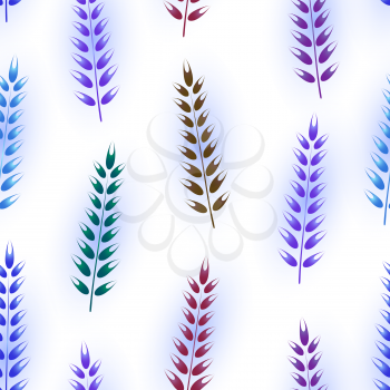 Seamless background with purple ornament. Gzhel style. Spikelet. Vector illustration. 