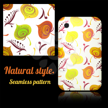 Seamless texture and decorated phone cover. Tribal style. Vector illustration.