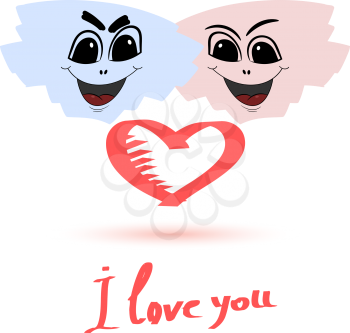 Abstract person in love. Symbol of love with an inscription on a white background. Vector illustration