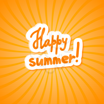Bright yellow background. Happy summer! Vector illustration.