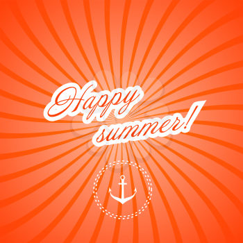 Marine red background. Happy summer! Vector illustration.