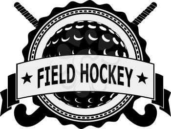 Black badge for the team field hockey on a white background . Vector illustration