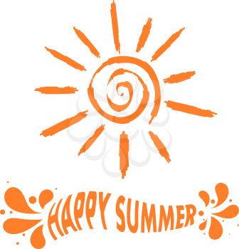 Illustration sun sign with the text Happy summer! Vector illustration