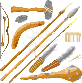 Set Items ancient people on white background. Vector illustration