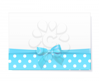  Template for baby boy shower celebration. Greeting card with pink ribbon and a bow. Vector illustration