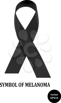 Symbol of melanoma. Black ribbon - a sign of condolence. Vector illustration