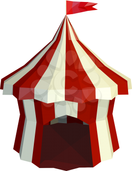 The dome of the circus is isolated on a white background. Circus. Low poly style. Vector illustration.