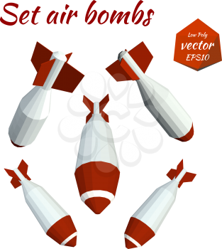 Set low poly bombs. Vector illustration
