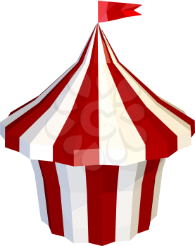 Striped tent of the circus is isolated. Low poly style. Vector illustration.