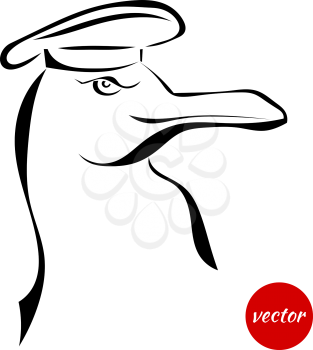 Sketch gull hat isolated on a white background. Vector illustration.