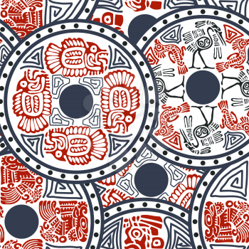 Aztec seamless pattern with animals. Indian national motive. Vector illustration.