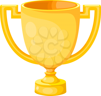 Simple flat gold cup winner with two handles on a white background. Vector cup isolate. Vector Icon prize winner of the competition.  Athletic pride. Stock vector