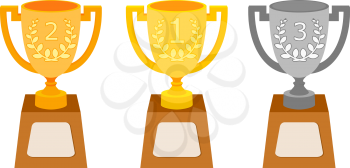 Set cup winner with two handles on a pedestal. Vector cup isolate. Vector Icon prize winner of the competition.  Athletic pride. Stock vector