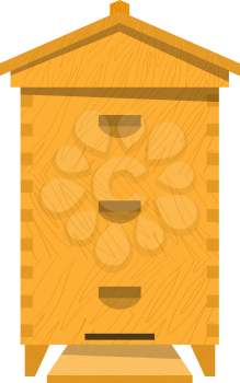 Bee hive on a white background. Traditional wooden beehive. Cartoon illustration of a 
beehive. Stock vector