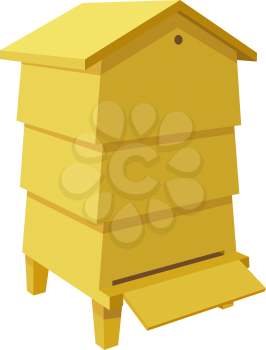 Wooden Beehive on a white background. Traditional  beehive. Cartoon illustration of a 
beehive. Stock vector